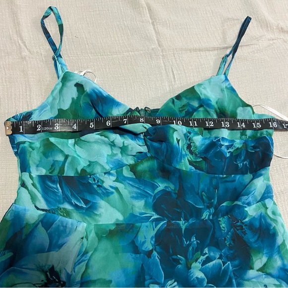 NWOT Lulus Beautiful Soul Teal Green Floral Print Twist-Front Maxi Dress - Picture 3 of 9